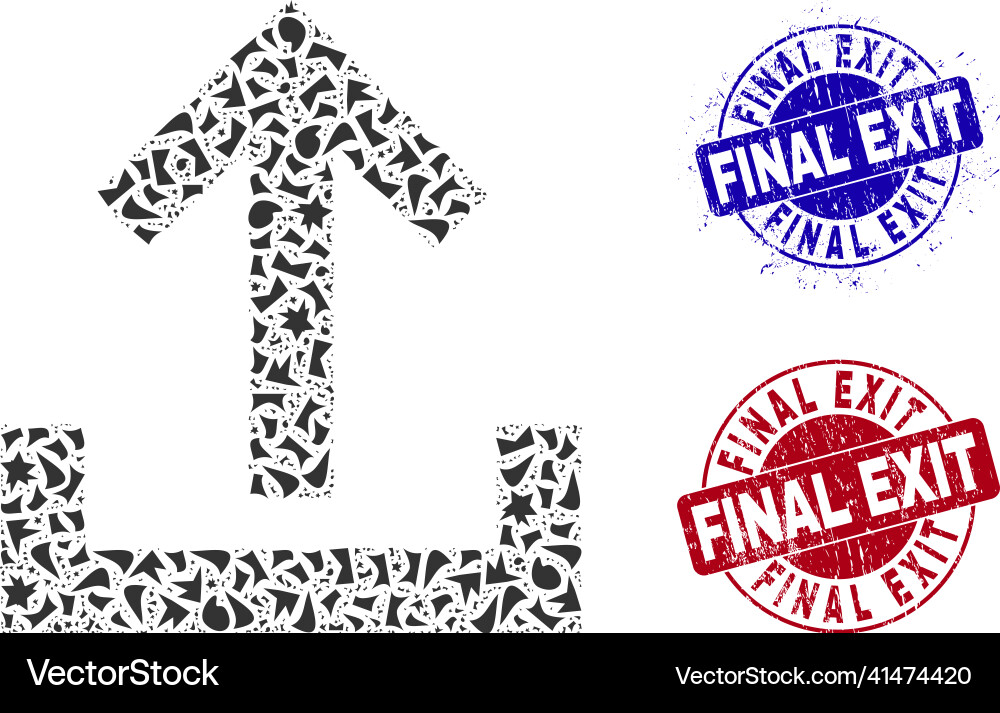 Upload mosaic of fractions with final exit Upload mosaic of fractions with final exit vector image