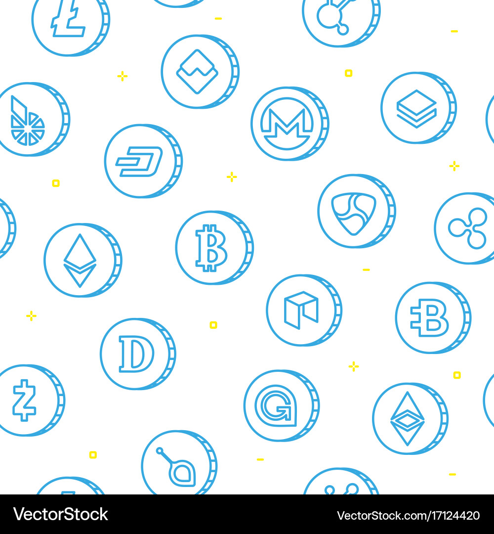Various cryptocurrency symbols seamless pattern – Royalty-Free Vector |  VectorStock