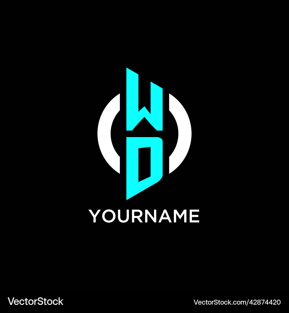 WD Monogram Logo - Circular Initials vector image