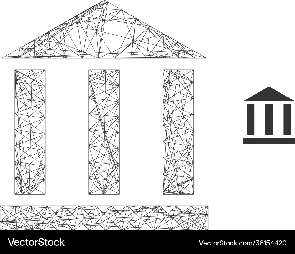 Web mesh library building icon Web mesh library building icon vector image