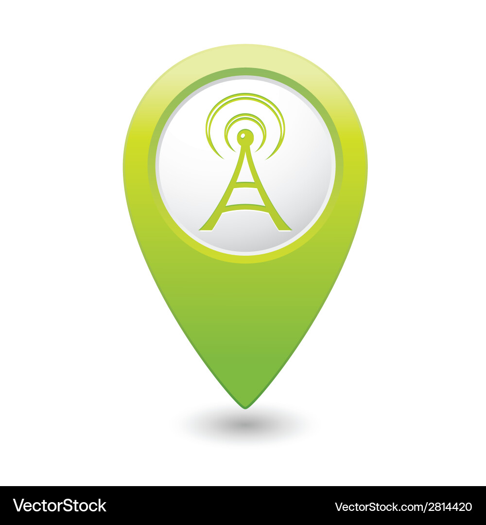 Wi fi icon green map pointer vector image