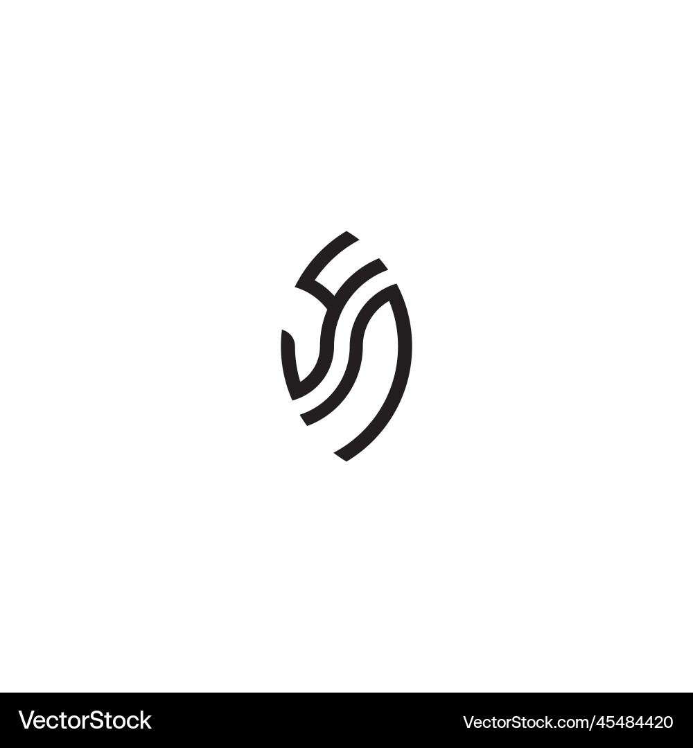 Yn leaf shape line initial concept with high vector image