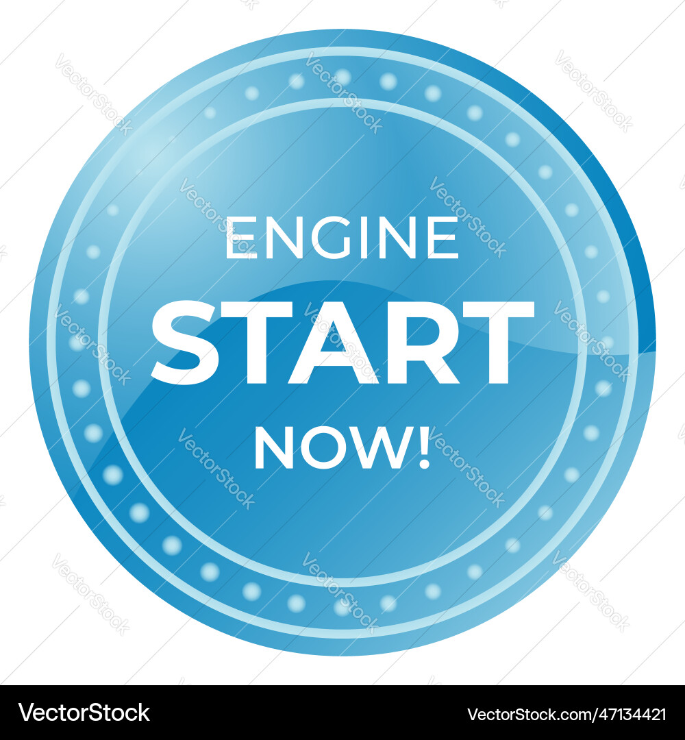3d realistic start button engine 3d realistic start button engine vector image