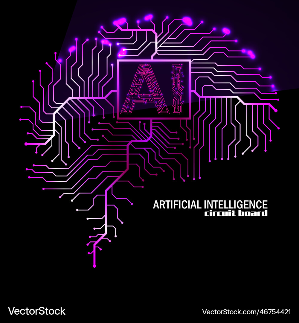 Abstract technological brain with artificial Vector Image