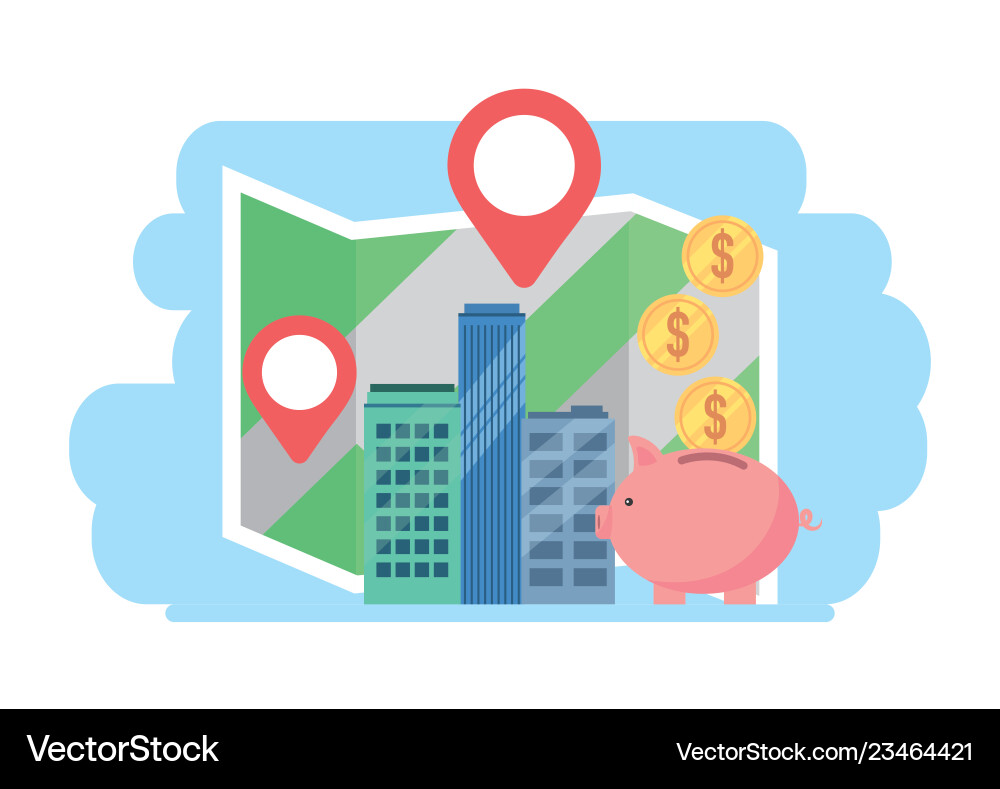 Apartment building property with map location Apartment building property with map location vector image