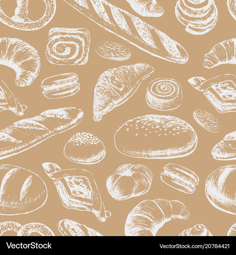 Bakery hand draw seamless pattern Bakery hand draw seamless pattern vector image