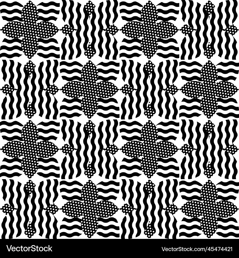 Black and white seamless pattern with repeating Vector Image