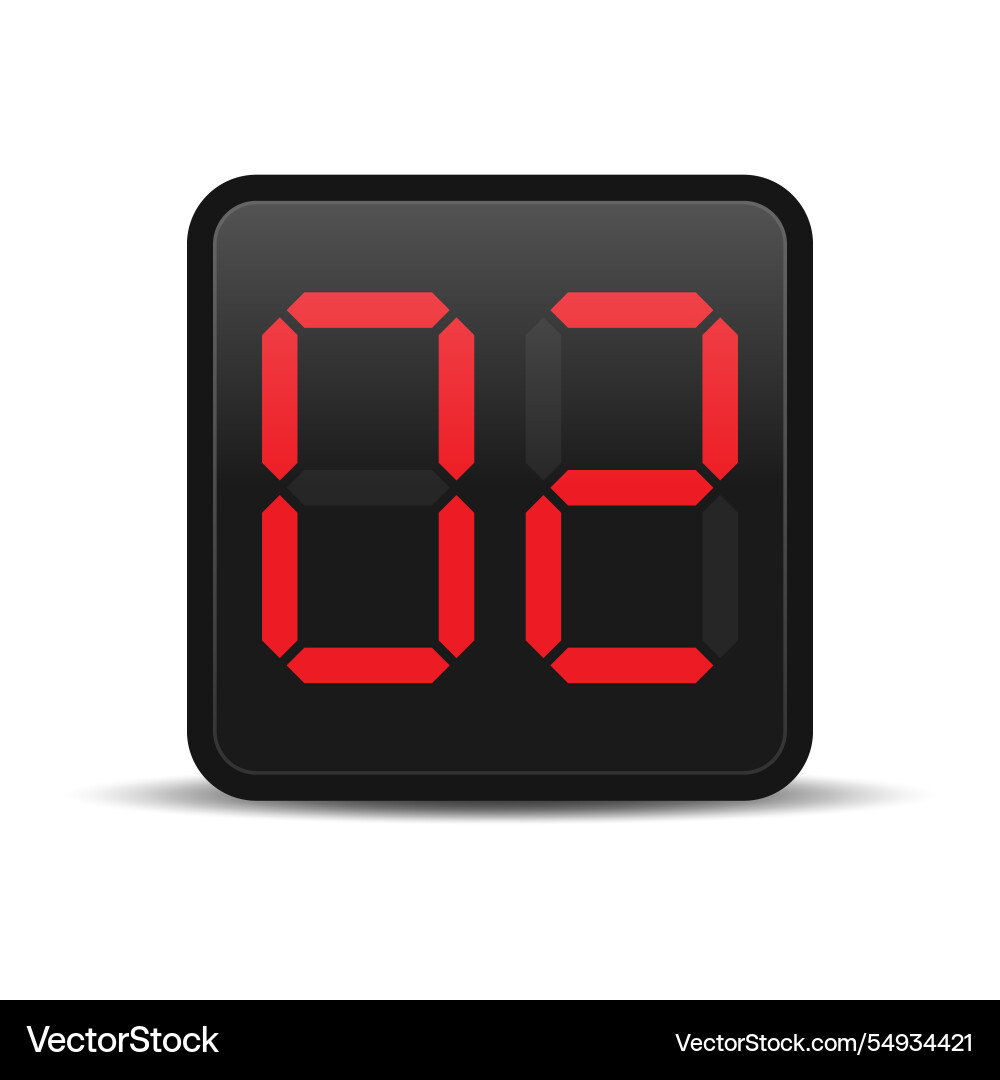 Digital countdown display with red number 2 vector image