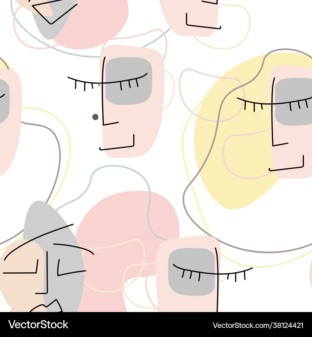 Face line pattern abstract drawing seamless print Vector Image