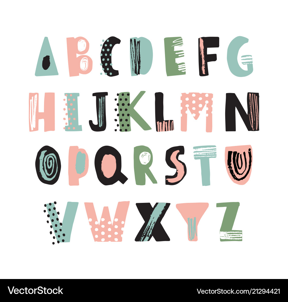 Funky latin font or childish english alphabet hand Funky latin font or childish english alphabet hand vector image