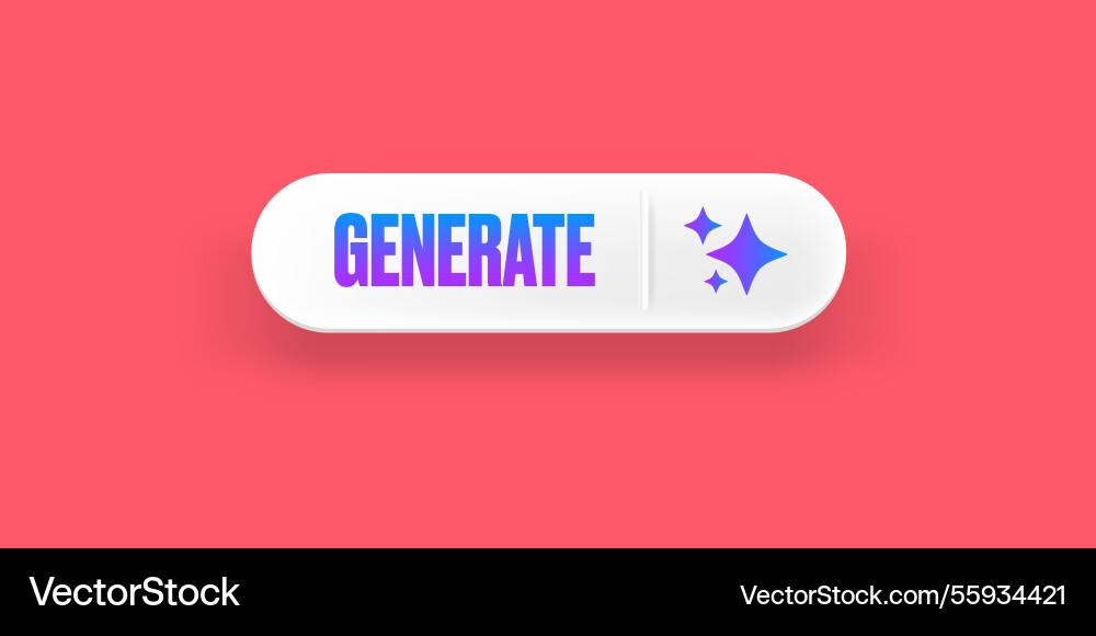 Generate button clean white ui element Generate button clean white ui element Vector Image