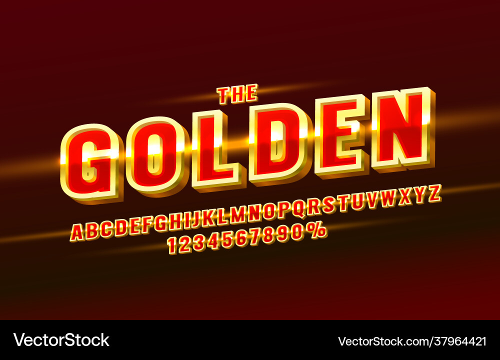 Gold font set collection letters and numbers Gold font set collection letters and numbers vector image