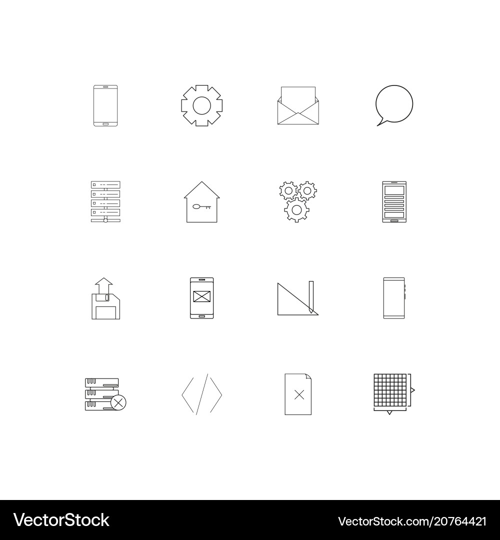 Internet technologies linear thin icons set vector image