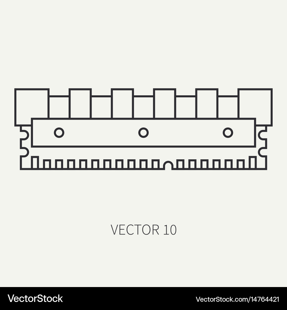 Line flat computer part icon data storage vector image