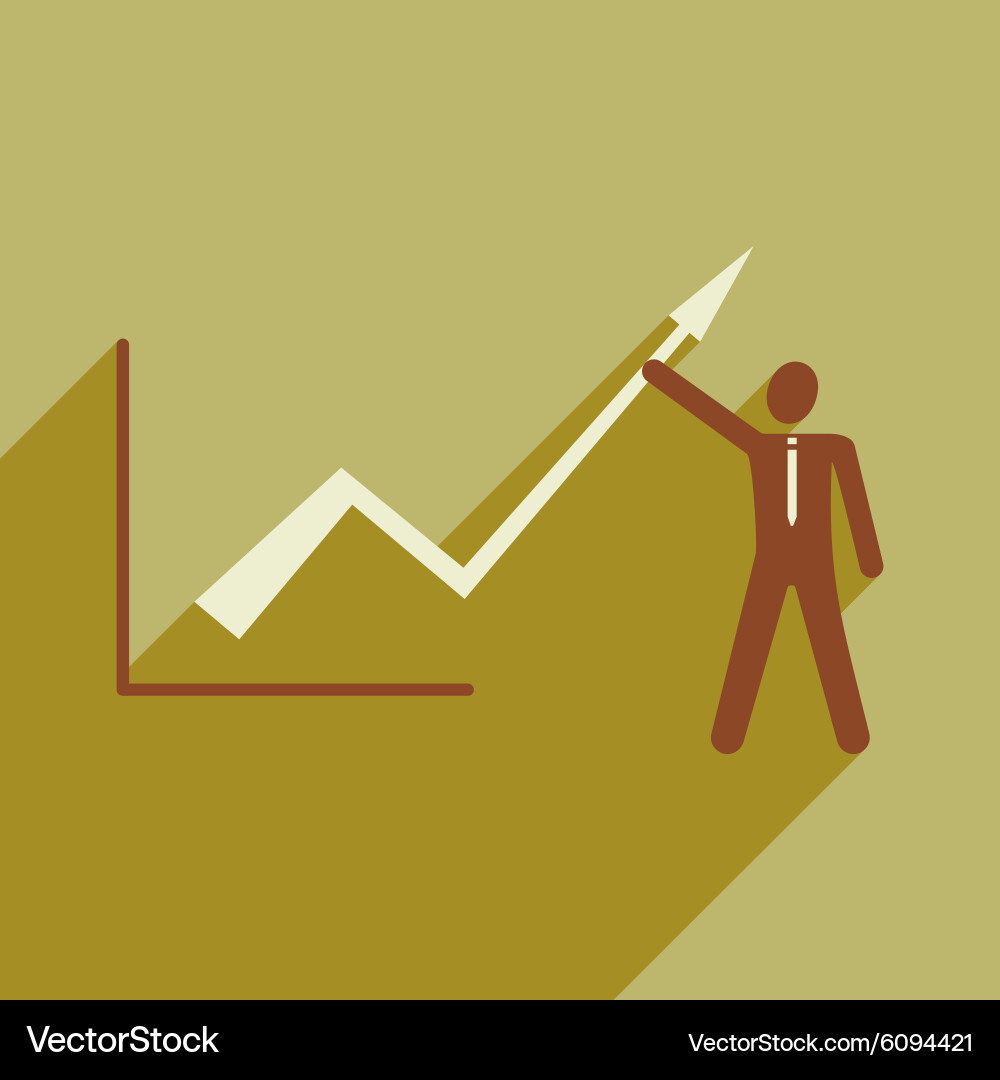 Modern flat icon with shadow man and graph vector image