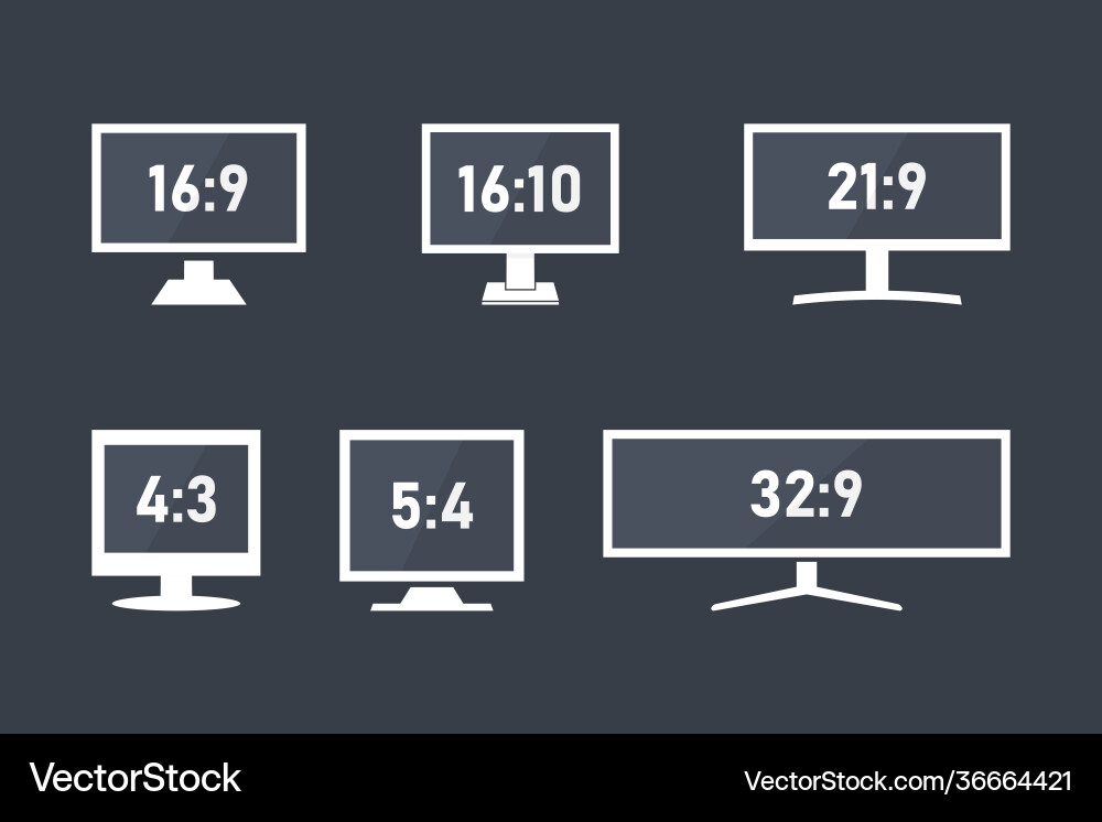 Monitor aspect ratio size computer or tv display Monitor aspect ratio size computer or tv display vector image