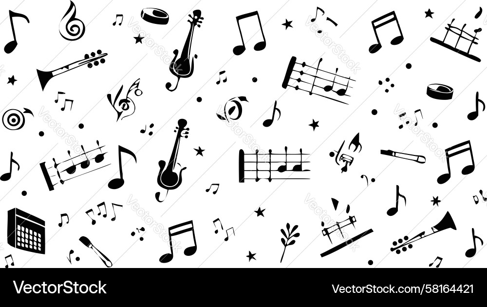 Musical notes clefs dynamic seamless pattern Vector Image
