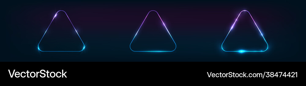 Neon rounded triangle frame with shining effects Neon rounded triangle frame with shining effects Vector Image