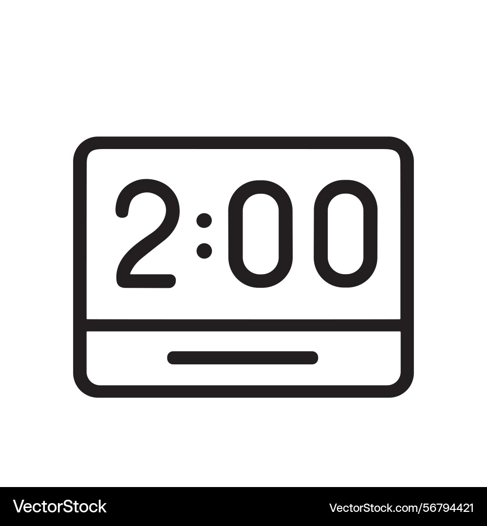 Outline minimalist clock two oclock time display Vector Image