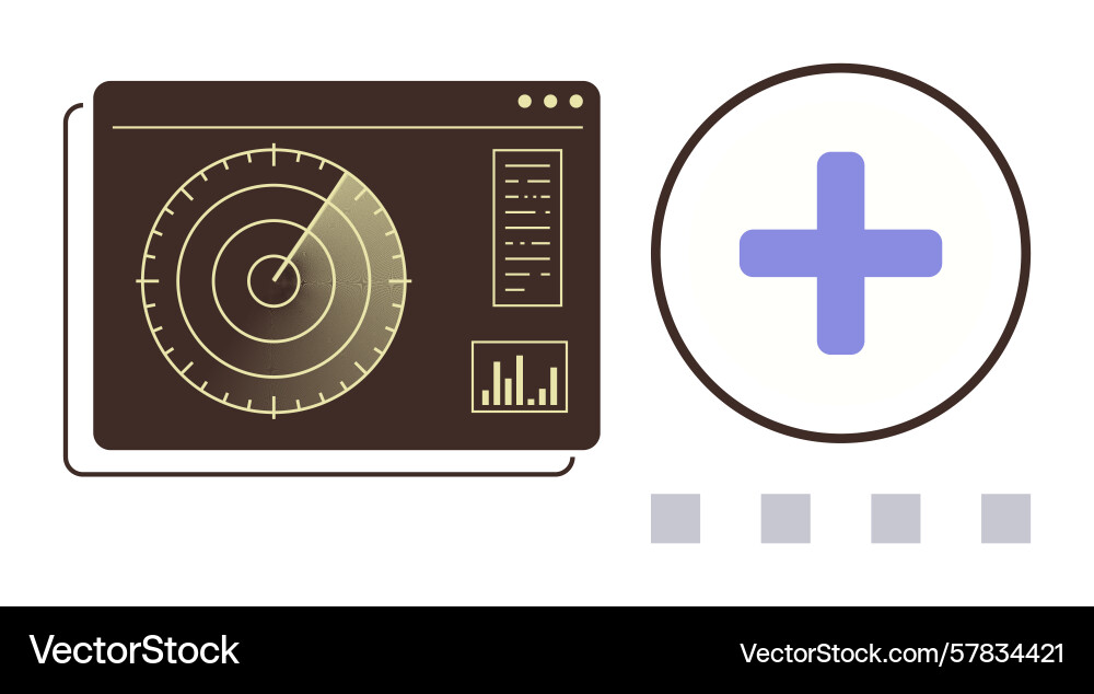 Radar screen display with charts and blue plus Radar screen display with charts and blue plus vector image