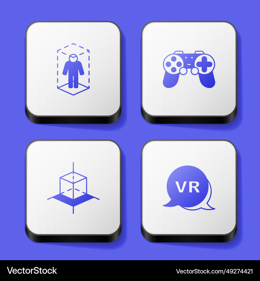 Set 3d modeling gamepad and virtual reality icon Set 3d modeling gamepad and virtual reality icon vector image