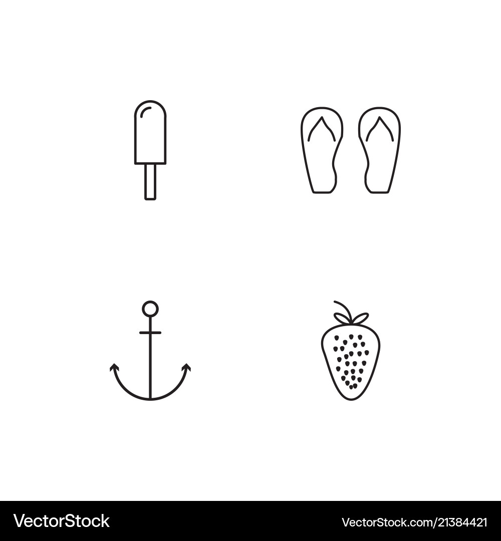 Summer linear icons set simple outline vector image