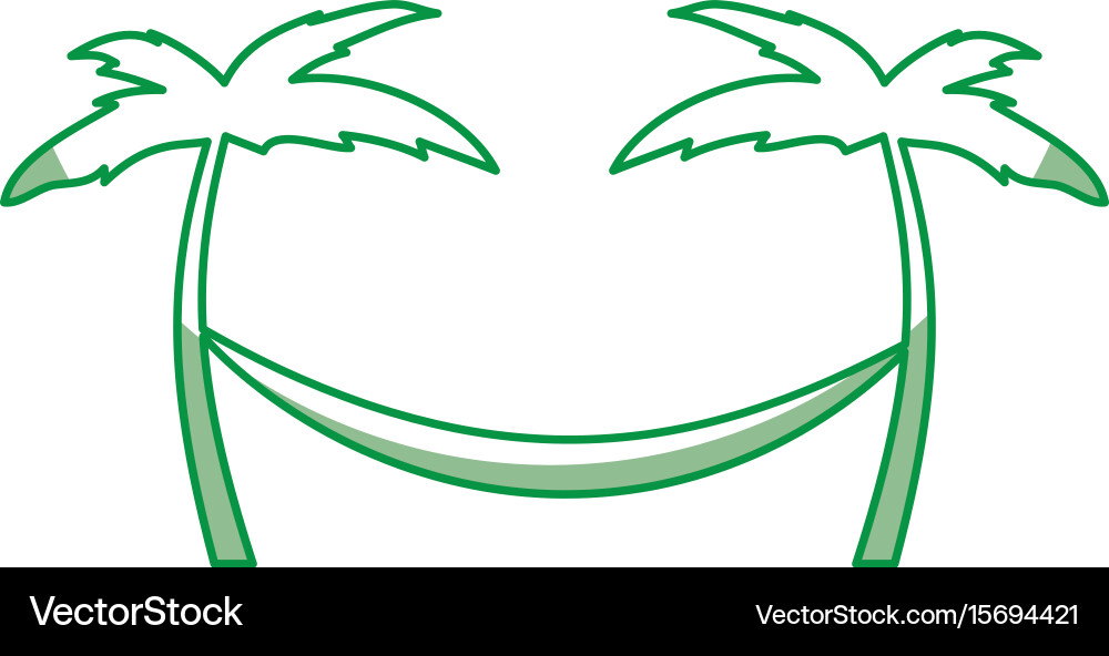 Tree palm beach with hammock vector image