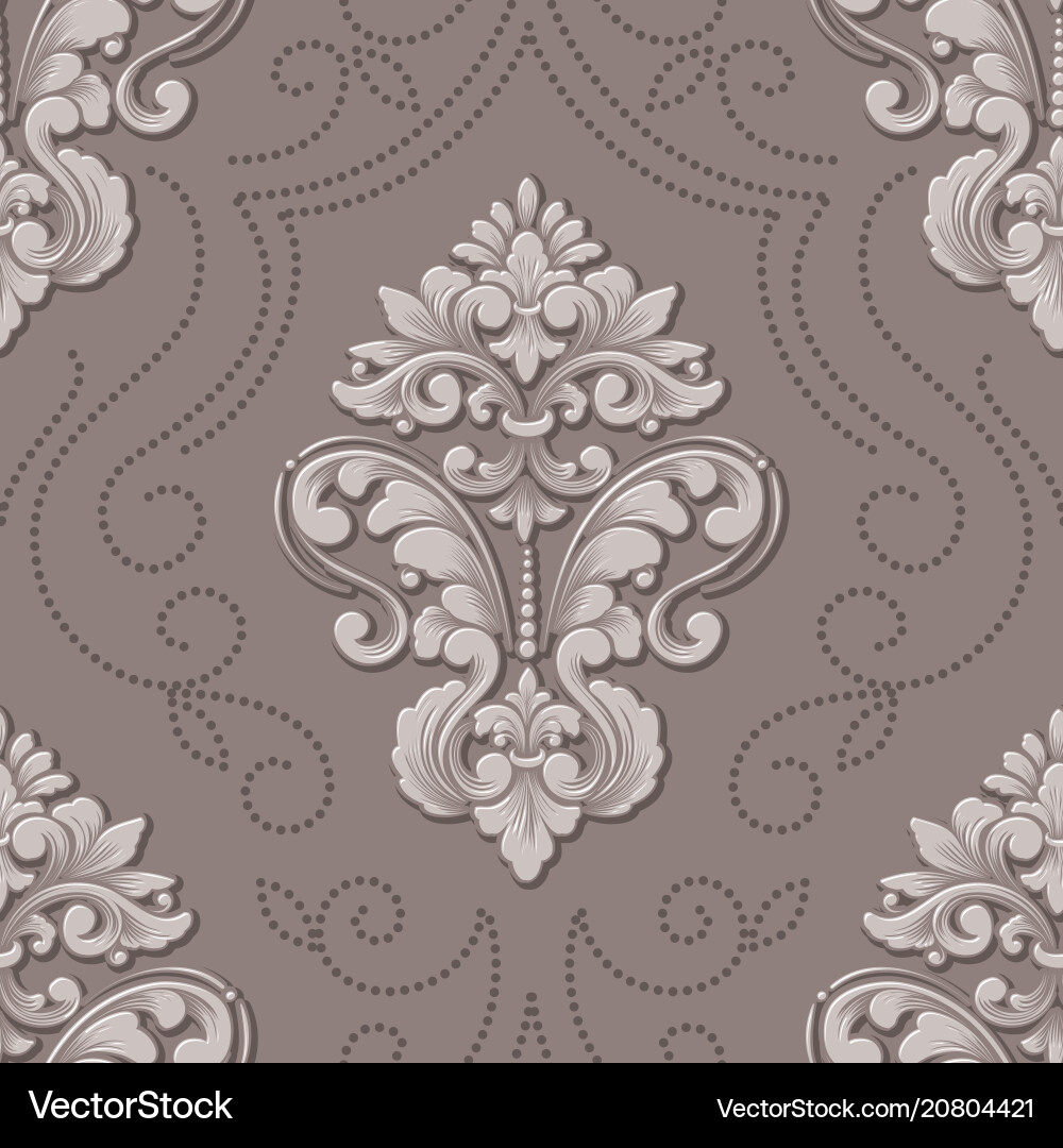 Volumetric damask seamless pattern element Volumetric damask seamless pattern element vector image