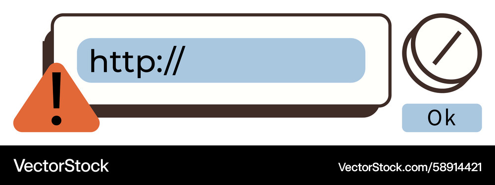 Web browser error notification with warning icon Web browser error notification with warning icon Vector Image