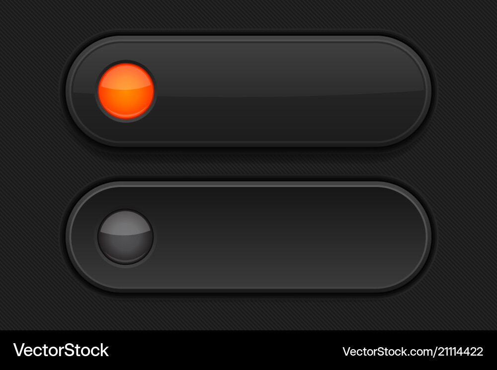 Black 3D Buttons - Push & Normal vector image