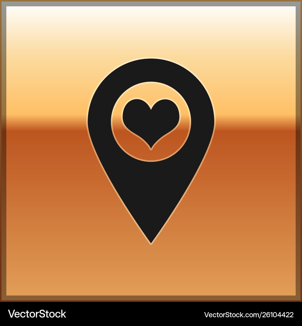 Black map pointer with heart icon isolated Black map pointer with heart icon isolated Vector Image