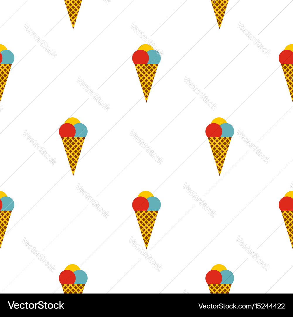 Cone with scoops of ice cream pattern seamless Vector Image