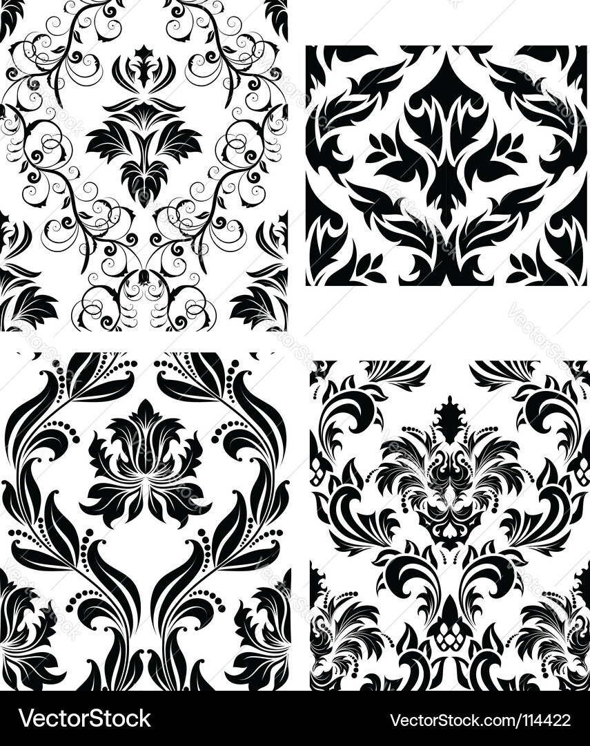 Damask patterns set vector image
