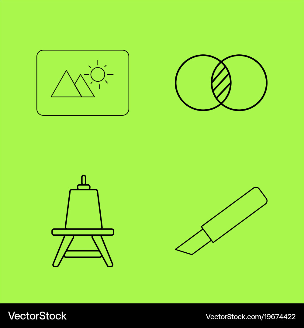 Design elements simple linear outline icon set vector image