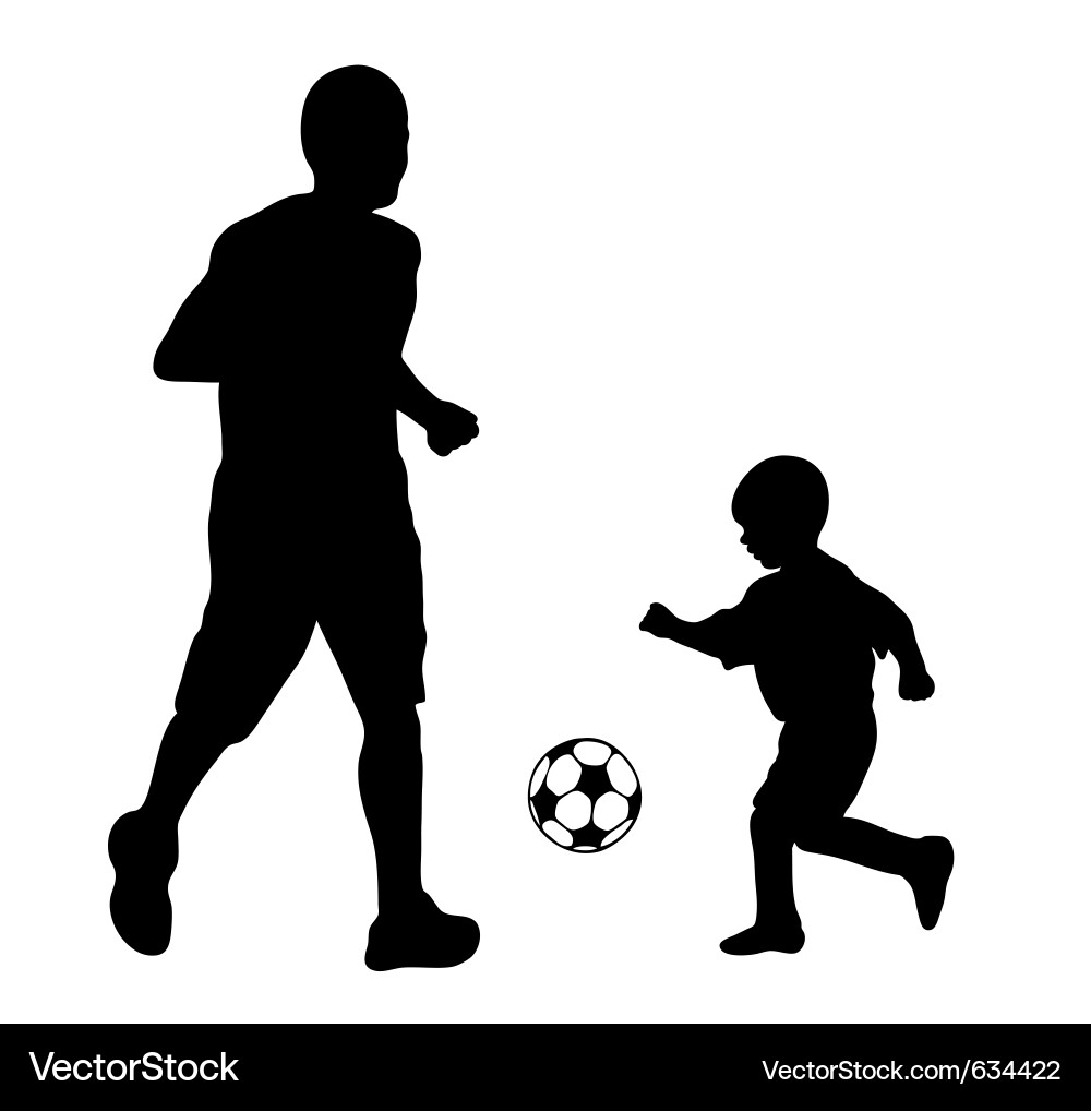 Father and Son Soccer Game vector image