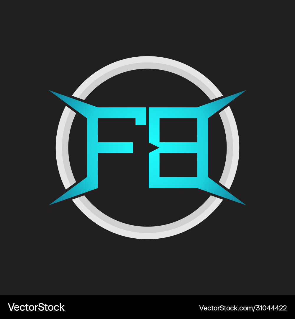 Fb logo monogram with circle and four taper shape Fb logo monogram with circle and four taper shape Vector Image