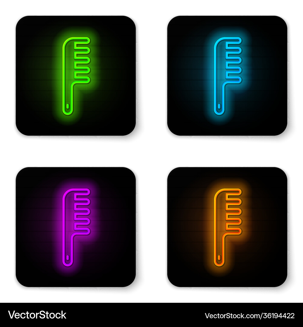 Glowing Neon Hairbrush Icon Vector Image