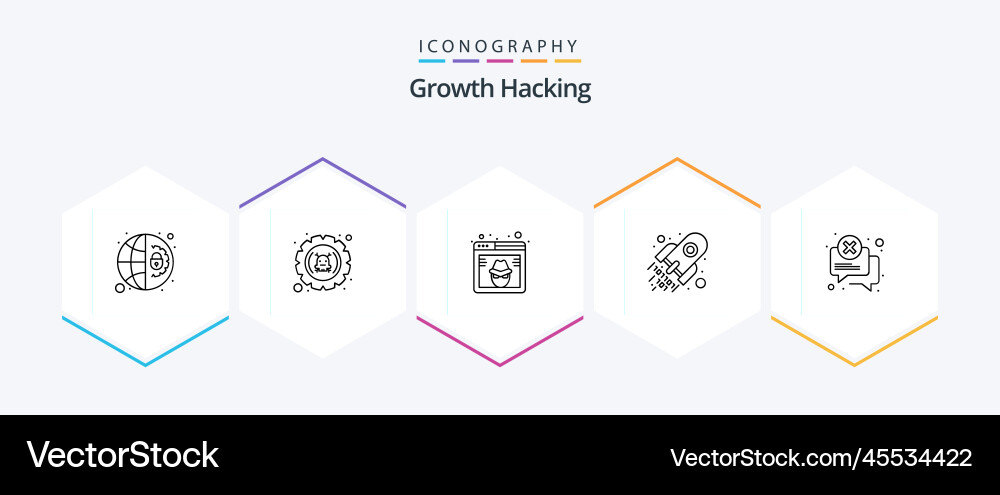 Hacking 25 line icon pack including space decode vector image