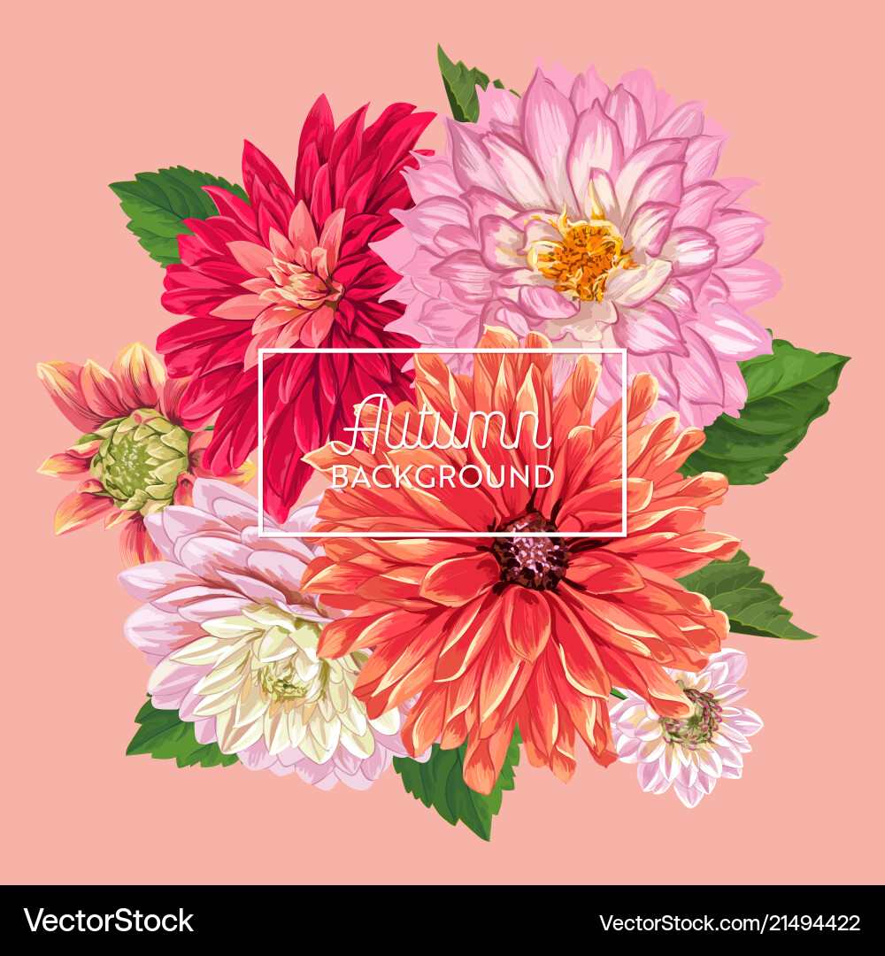 Hello autumn watercolor floral design flowers vector image