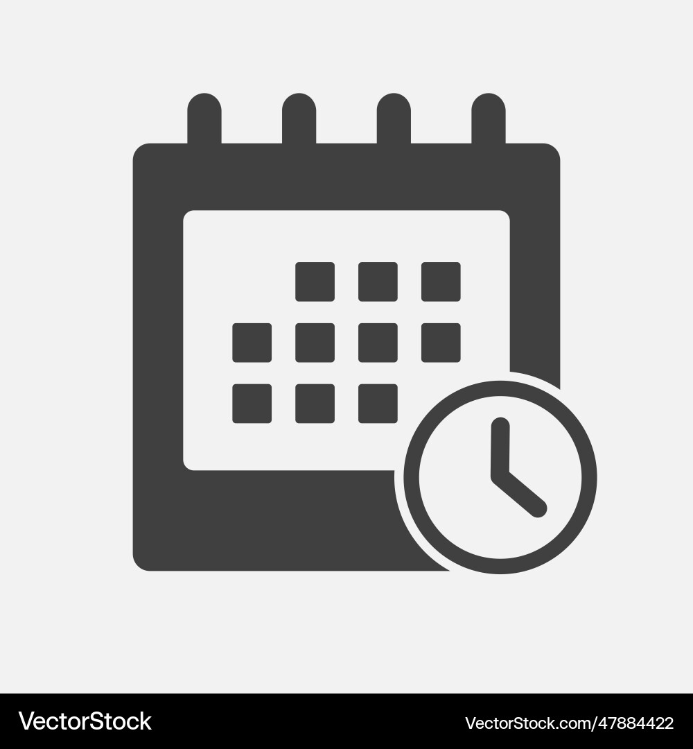 Icon calendar - popup message timer or clock vector image