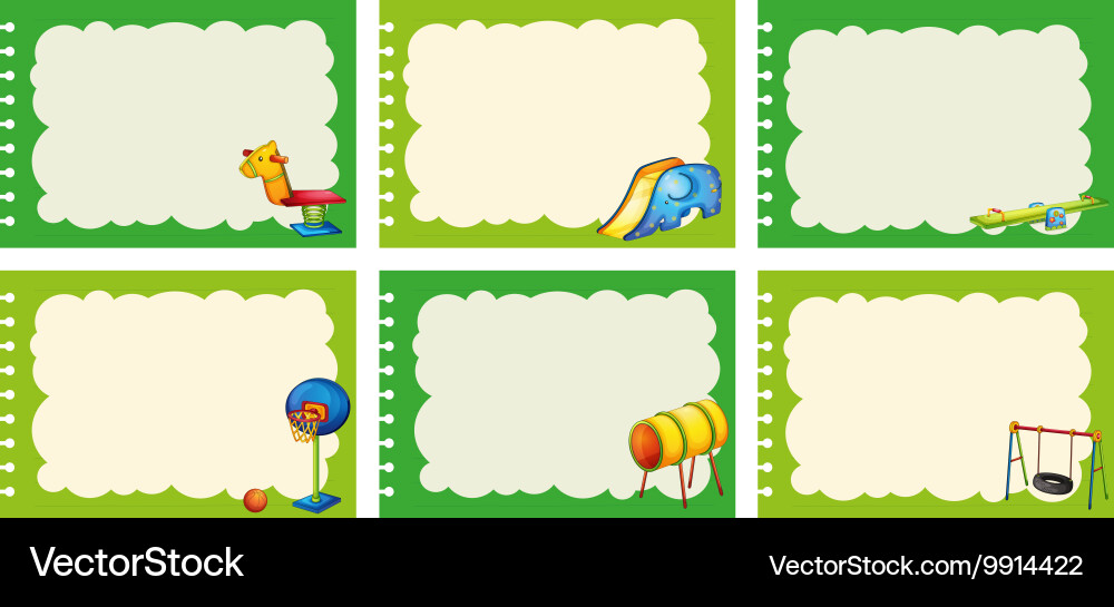 Label design with toys in playground Vector Image