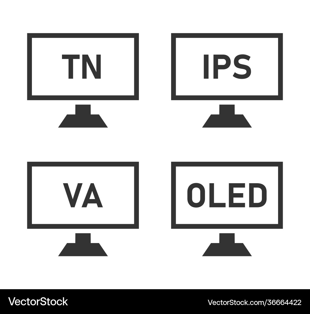 LCD Matrix Types Icon Set vector image