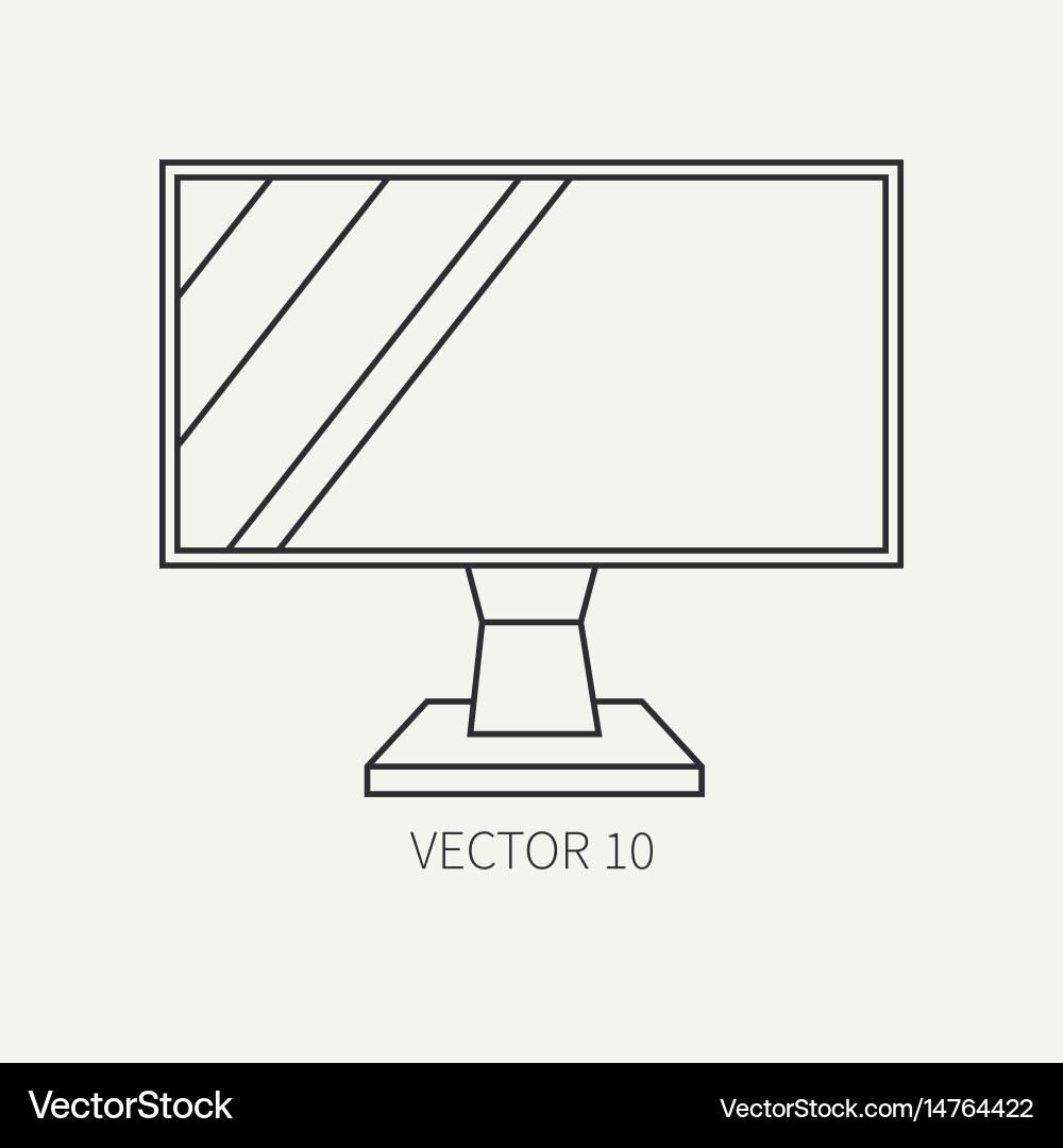 Line flat computer part icon lcd monitor vector image
