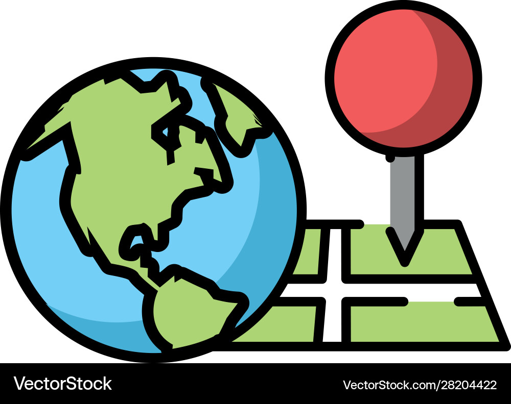 Paper map guide with world planet Vector Image