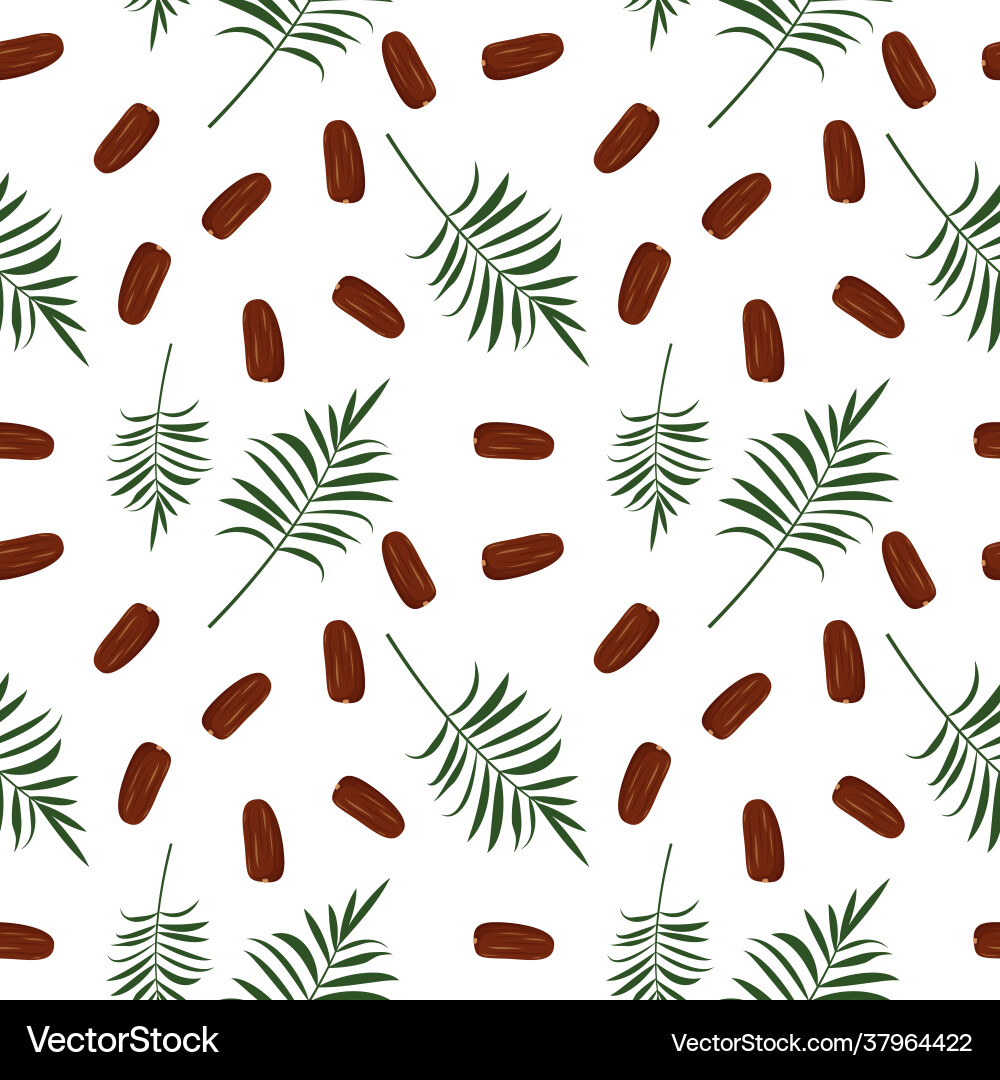 Seamless pattern with date fruits and palm branch vector image