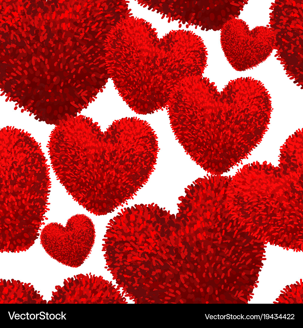 Seamless pattern with fluffy soft heart vector image