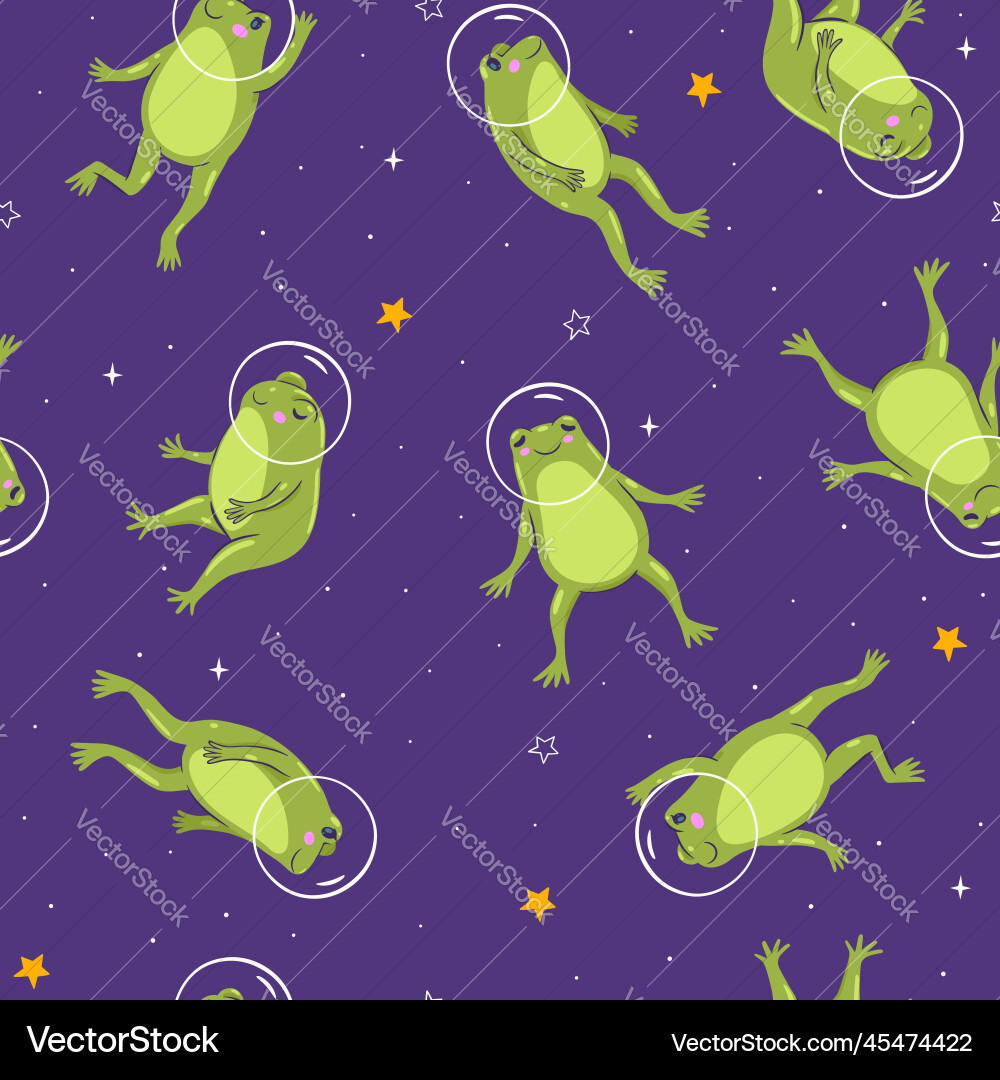 Seamless pattern with frogs in space image Seamless pattern with frogs in space image vector image
