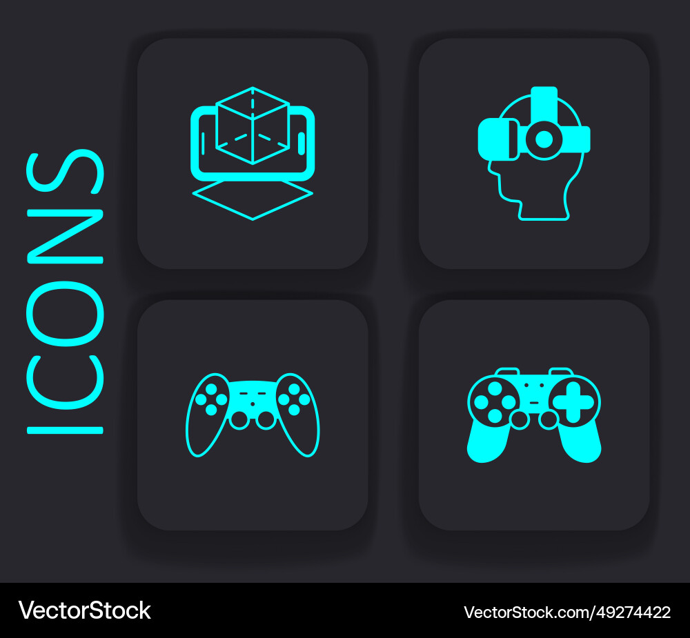 Set gamepad 3d modeling virtual reality glasses Set gamepad 3d modeling virtual reality glasses Vector Image