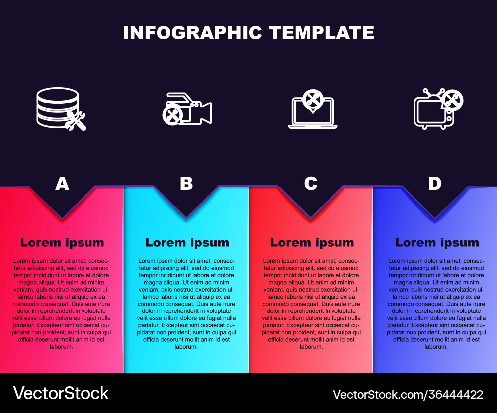 Set line database server service video camera Set line database server service video camera vector image