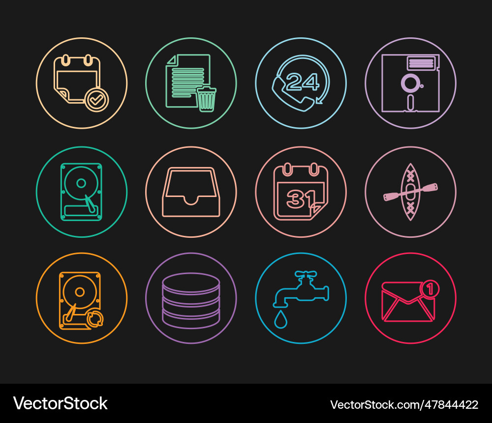 Set line new email incoming message kayak Set line new email incoming message kayak vector image